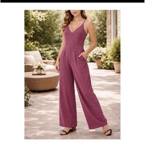 Halara Breezeful Wide Leg Jumpsuit Women's Small Maroon Side Zip Stretch Pockets